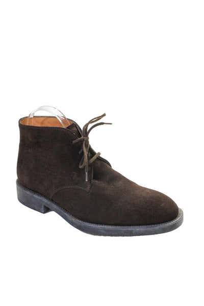 Tods Mens Suede Lace Up Ankle Boots Shoes Dark Brown Size 6