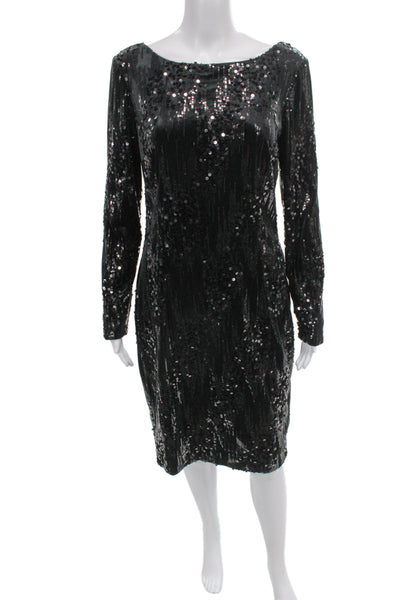 Hobbs London Women Sheath Dress Black Boat Neck Long Sleeve Size 8