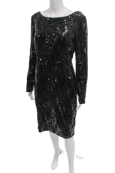 Hobbs London Women Sheath Dress Black Boat Neck Long Sleeve Size 8
