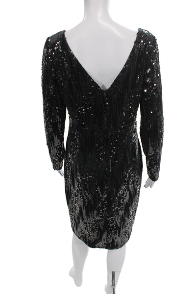 Hobbs London Women Sheath Dress Black Boat Neck Long Sleeve Size 8