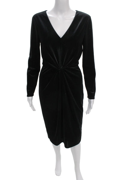 Hobbs London Womens Sheath Dress Black V-Neck Long Sleeve Mid-Calf Size 6