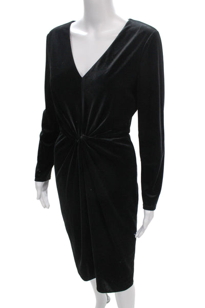 Hobbs London Womens Sheath Dress Black V-Neck Long Sleeve Mid-Calf Size 6