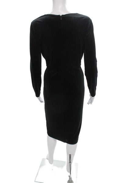 Hobbs London Womens Sheath Dress Black V-Neck Long Sleeve Mid-Calf Size 6