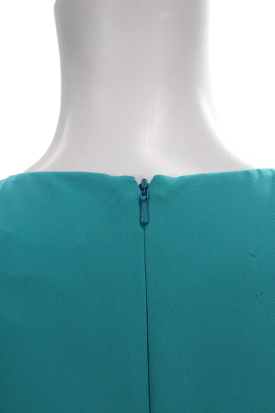 Black Halo Women Wrap Dress Blue V Neck Sleeveless Knee Length Size 10