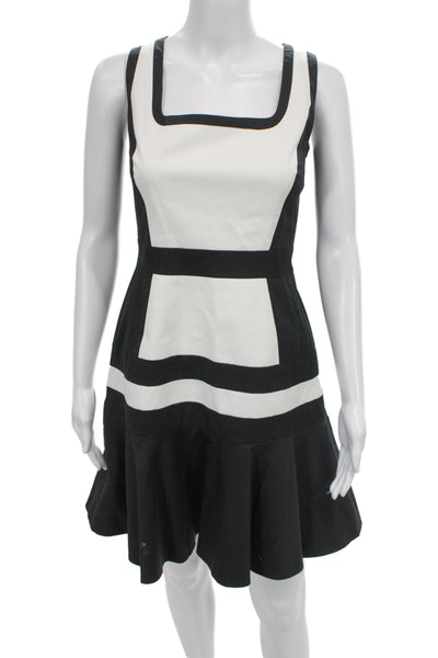 Karen Millen Women Fit & Flare Dress Black Square Neck Sleeveless Size 8