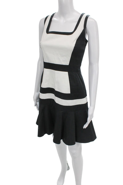 Karen Millen Women Fit & Flare Dress Black Square Neck Sleeveless Size 8