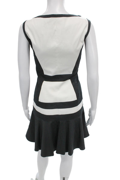 Karen Millen Women Fit & Flare Dress Black Square Neck Sleeveless Size 8