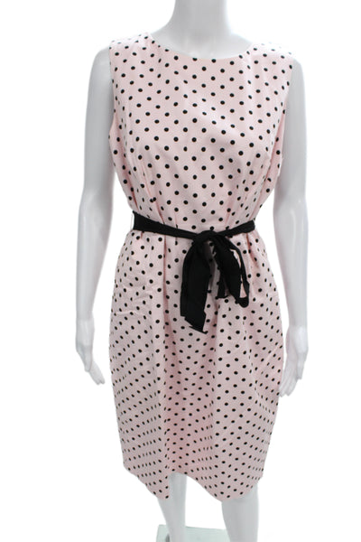 Hobbs London Women Sheath Dress Pink Polka Dot Boat Neck Sleeveless Size 10