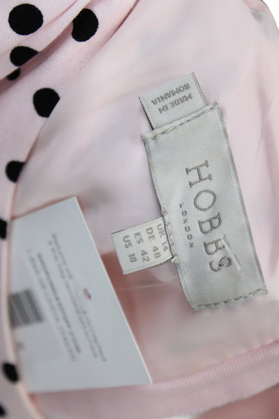 Hobbs London Women Sheath Dress Pink Polka Dot Boat Neck Sleeveless Size 10