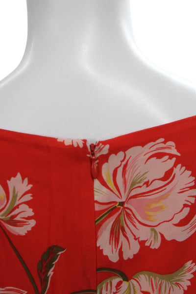 Hobbs London Women Red Silk Blend Shift Dress Boat Neck Half Sleeve Size 10