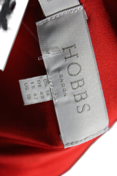 Hobbs London Women Red Silk Blend Shift Dress Boat Neck Half Sleeve Size 10