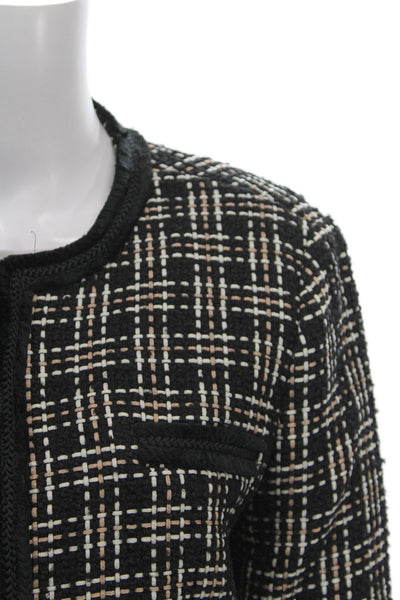 Hobbs London Women Black Check Polyester Skirt Suit Long Sleeve Size 10