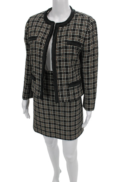 Hobbs London Women Black Check Polyester Skirt Suit Long Sleeve Size 10