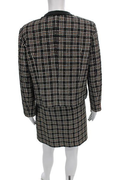 Hobbs London Women Black Check Polyester Skirt Suit Long Sleeve Size 10