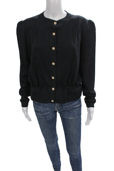 St. John Evening Womens Cardigan Black Knit Long Sleeve Size 10