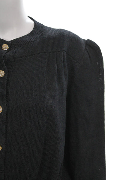 St. John Evening Womens Cardigan Black Knit Long Sleeve Size 10