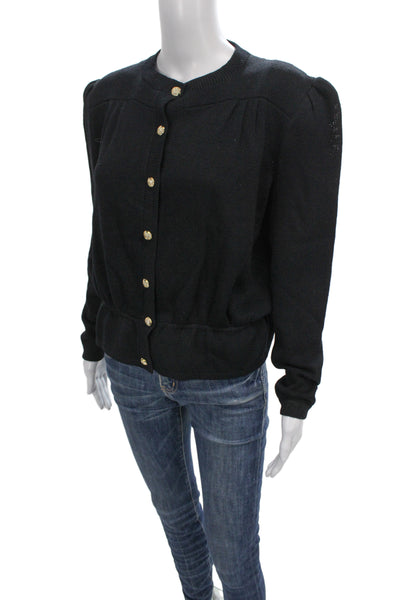 St. John Evening Womens Cardigan Black Knit Long Sleeve Size 10