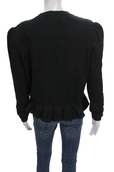 St. John Evening Womens Cardigan Black Knit Long Sleeve Size 10
