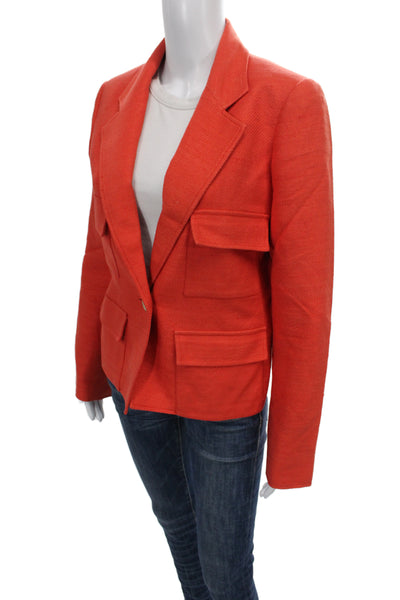 Carlisle Womens Orange Silk Military Jacket Button Long Sleeve Utility Size 6