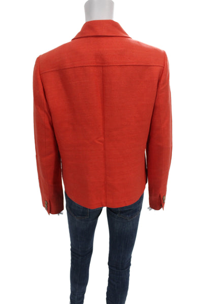Carlisle Womens Orange Silk Military Jacket Button Long Sleeve Utility Size 6