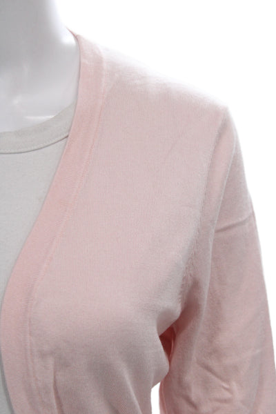 Hobbs London Women Shrug Sweater Pink V-Neck 3/4 Sleeve Modal Size M