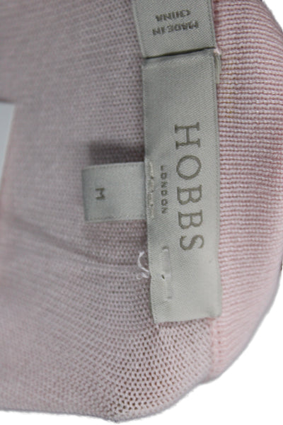 Hobbs London Women Shrug Sweater Pink V-Neck 3/4 Sleeve Modal Size M