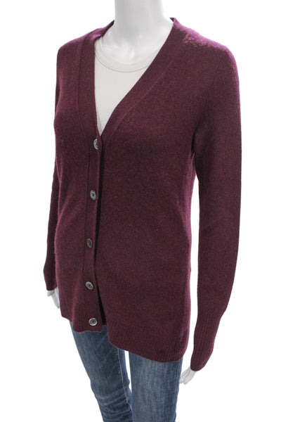C by Bloomingdales Women Cashmere V Neck Purple Cardigan Long Sleeve Size S