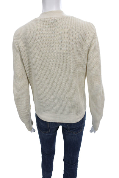 Faherty Womens Cardigan Ivory V Neck Linen Cotton Long Sleeve Size S