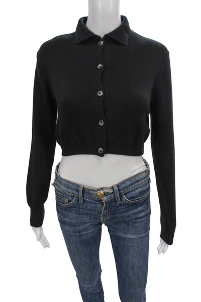 Wilfred Women Merino Wool Collared Black Cardigan Long Sleeve Size XS