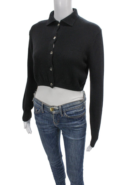 Wilfred Women Merino Wool Collared Black Cardigan Long Sleeve Size XS