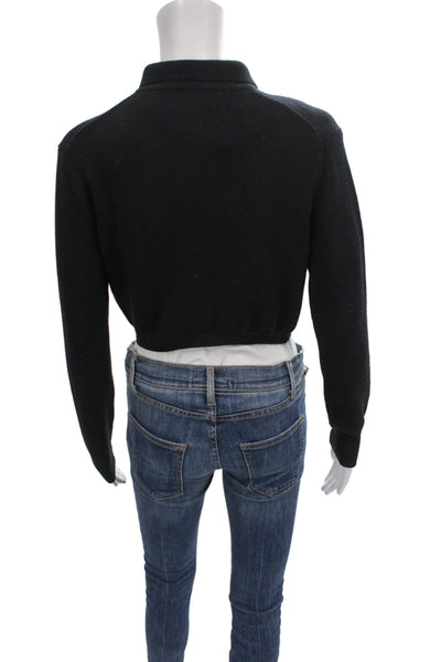 Wilfred Women Merino Wool Collared Black Cardigan Long Sleeve Size XS