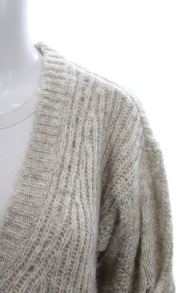 Jonathan Simkhai Women Cardigan Beige Wool Blend V-Neck Long Sleeve Size XS