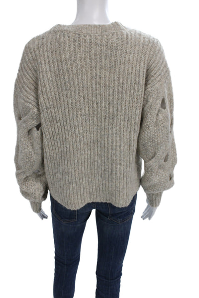Jonathan Simkhai Women Cardigan Beige Wool Blend V-Neck Long Sleeve Size XS