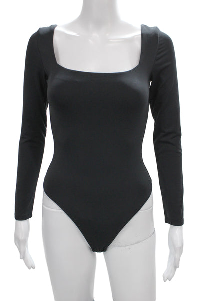 Babaton Womens One Piece Long Sleeve Black Bodysuit Size S
