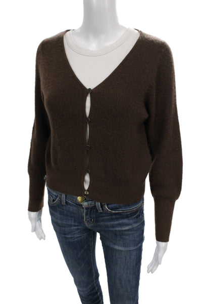 J Crew Womens Brown Cashmere V Neck Cardigan Size M
