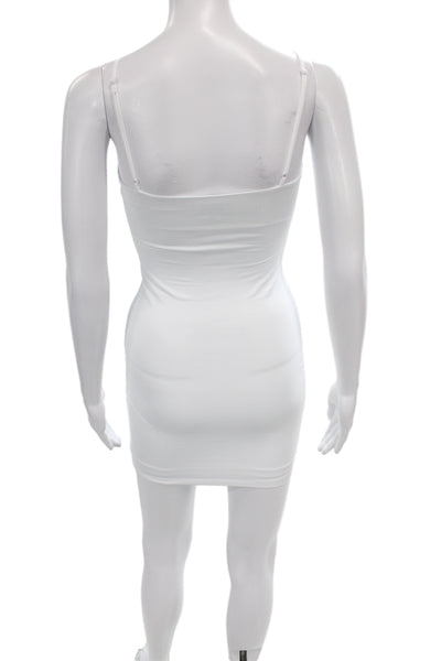 Aritzia Womens Bodycon White Sleeveless Square Neck Nylon Blend Dress Size 2XS