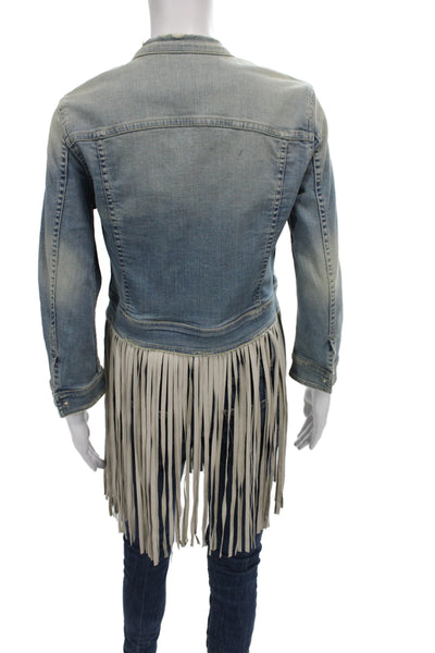 The Perfext Womens Basic Jacket Denim Blue Western Button Long Sleeve Size S