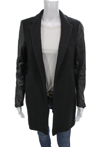 Zara Woman Women Wool Overcoat Black Long Sleeve Size S