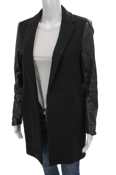 Zara Woman Women Wool Overcoat Black Long Sleeve Size S