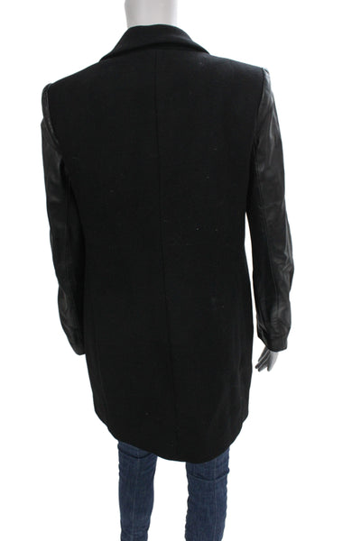 Zara Woman Women Wool Overcoat Black Long Sleeve Size S