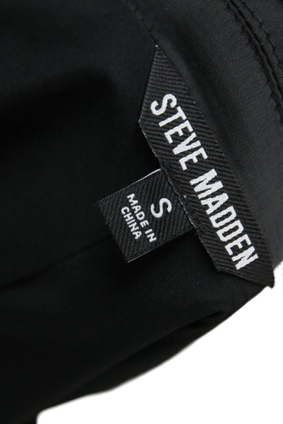 Steve Madden Womens Wrap Dress Black Long Sleeve Tie Knee Length Size S
