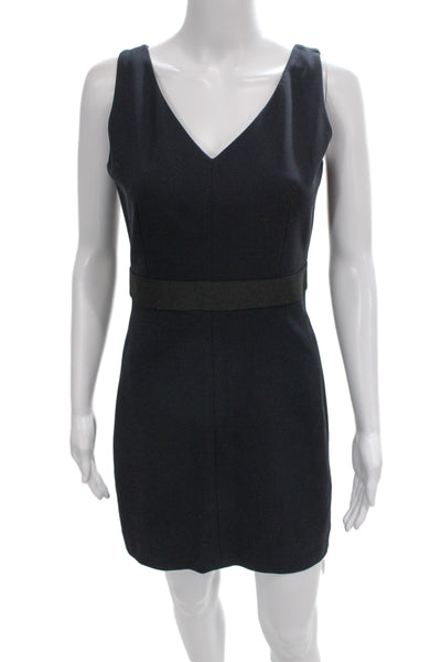 Theory Womens Sleeveless V Neck Black Viscose Sheath Dress Size 6