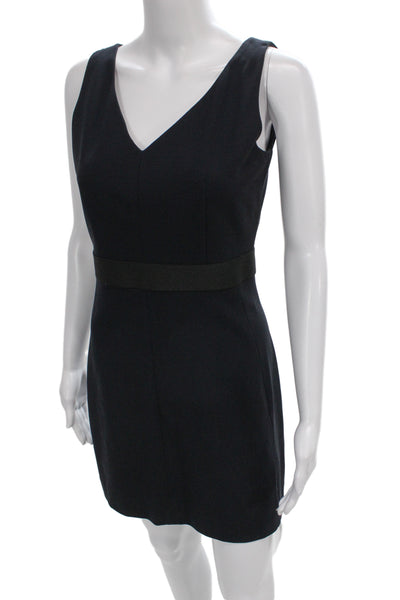 Theory Womens Sleeveless V Neck Black Viscose Sheath Dress Size 6