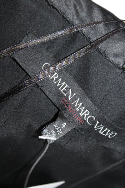 Carmen Marc Valvo Women Black Satin Strapless Bodycon Dress Knee Length Size 4