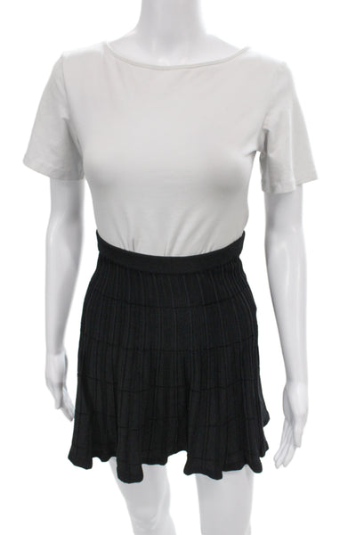 Olivaceous Women Pleated Rayon Blend Black Knee Length Skirt Size L