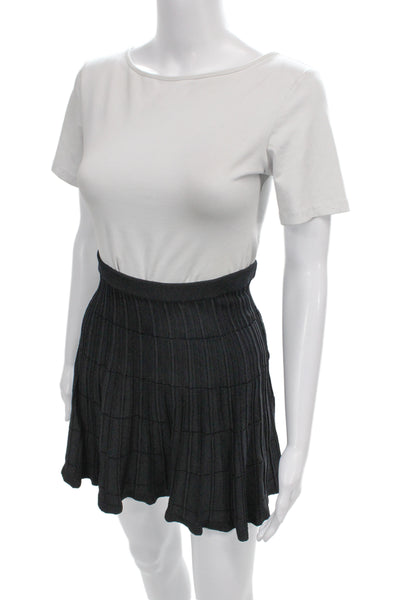 Olivaceous Women Pleated Rayon Blend Black Knee Length Skirt Size L