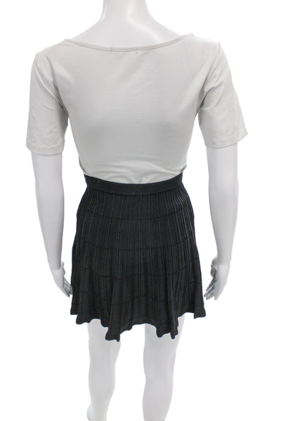 Olivaceous Women Pleated Rayon Blend Black Knee Length Skirt Size L