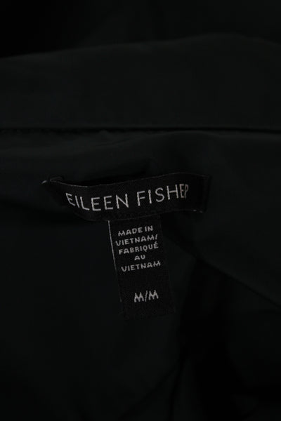 Eileen Fisher Women Green Rain Coat Long Sleeve Recycled Polyester Size M
