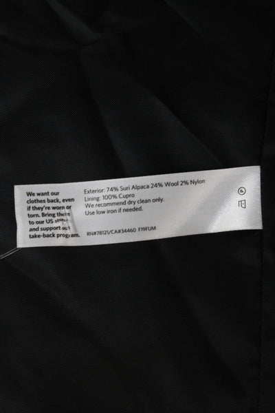 Eileen Fisher Womens Basic Jacket Black Suri Alpaca Wool Hook&Eye Size M