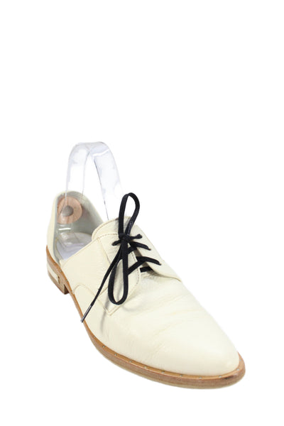 Freda Salvador Womens Leather Lace Up D'Orsay Oxford Flats Ivory Size 8